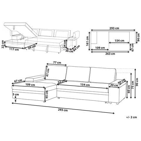 Divano Letto Angolare 3 Posti Hrisey Lino Sintetico Grigio Chiaro Con Contenitore Lato Destro - Foto 6