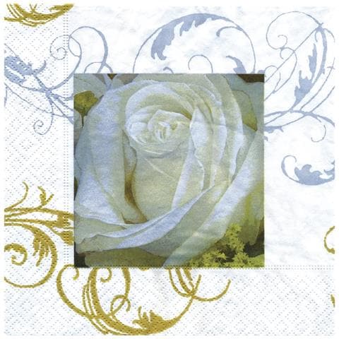 20 Pezzi - Confezione Da 20 Tovaglioli Per Decoupage 33x33cm - Colore Oro E Argento Con Rosa - Foto 1