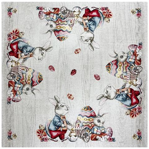 Tovaglia Pasqua Centrino Runner Tavola Fantasia Bunny Easter Made Italy 90x90 Bunny Easter - Foto 2
