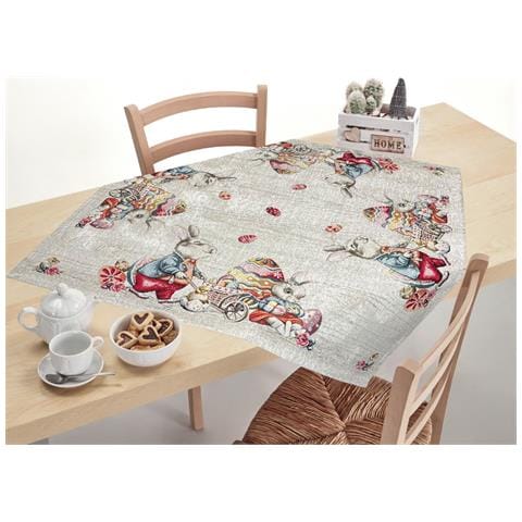 Tovaglia Pasqua Centrino Runner Tavola Fantasia Bunny Easter Made Italy 90x90 Bunny Easter - Foto 1