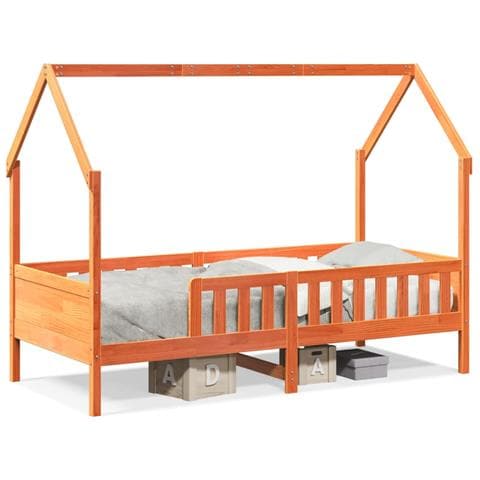 Giroletto Casetta Bambini Marrone Cera 90x200 Cm Massello Pino - Foto 2