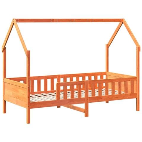 Giroletto Casetta Bambini Marrone Cera 90x200 Cm Massello Pino - Foto 3