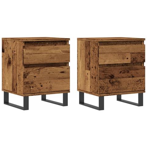 Comodini 2pz Legno Antico 40x35x50 Cm In Legno Multistrato - Foto 2