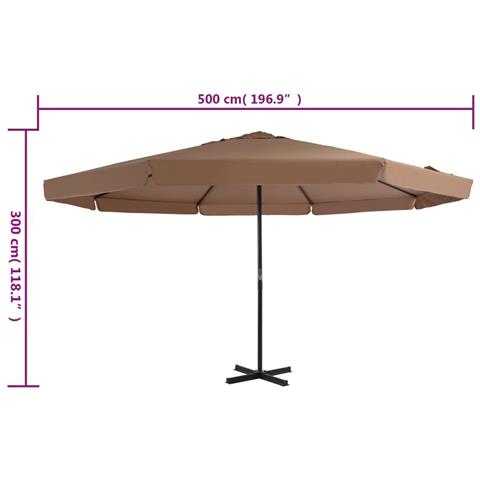 Ombrellone Da Esterni Con Palo In Alluminio 500 Cm Grigio Talpa - Foto 7