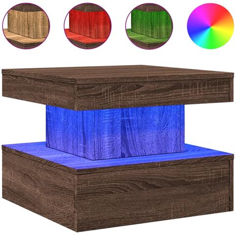 Lusso Casadino -  Tavolino Da Salotto Con Luci Led Rovere Marrone 50x50x40 Cm - Foto 1