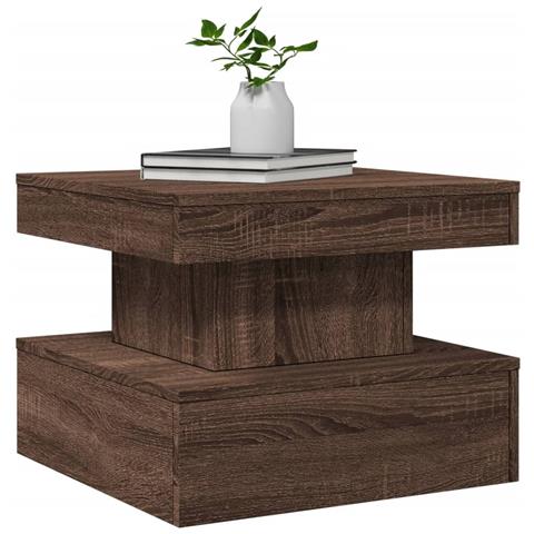 Lusso Casadino -  Tavolino Da Salotto Con Luci Led Rovere Marrone 50x50x40 Cm - Foto 2