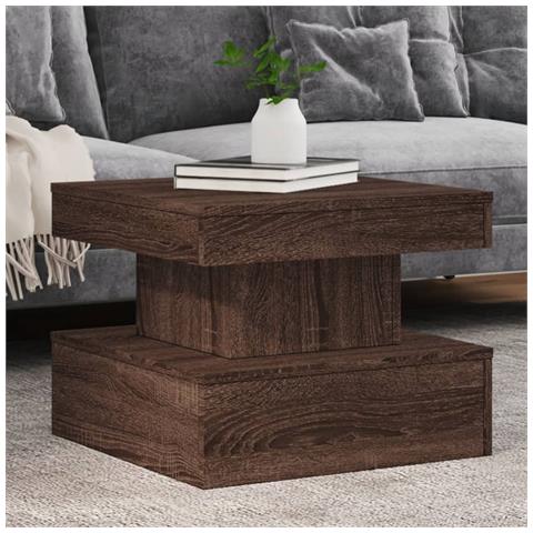 Lusso Casadino -  Tavolino Da Salotto Con Luci Led Rovere Marrone 50x50x40 Cm - Foto 8