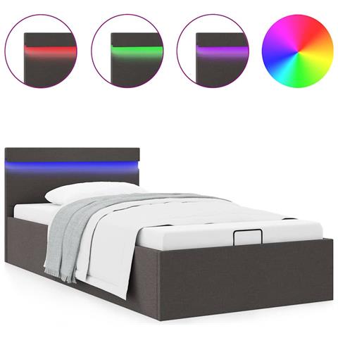 Lusso Casadino -  Giroletto Con Contenitore E Led Grigio Scuro Tessuto 90x200 Cm - Foto 1