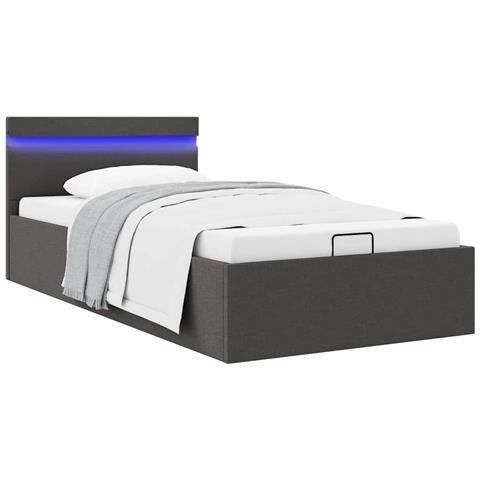 Lusso Casadino -  Giroletto Con Contenitore E Led Grigio Scuro Tessuto 90x200 Cm - Foto 8