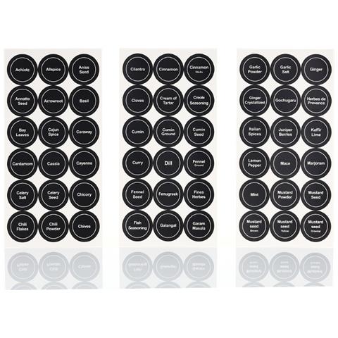 Etichette Per Barattoli Di Spezie Nere, 35 Mm Rotonde, 121x241 Mm, 7 Fogli/2 Set - Foto 1