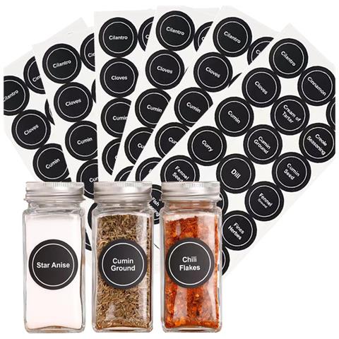 Etichette Per Barattoli Di Spezie Nere, 35 Mm Rotonde, 121x241 Mm, 7 Fogli/2 Set - Foto 2