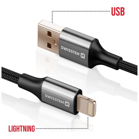 Cavo Usb A Lightning Design Intrecciato Anti Groviglio, Nero - Foto 2