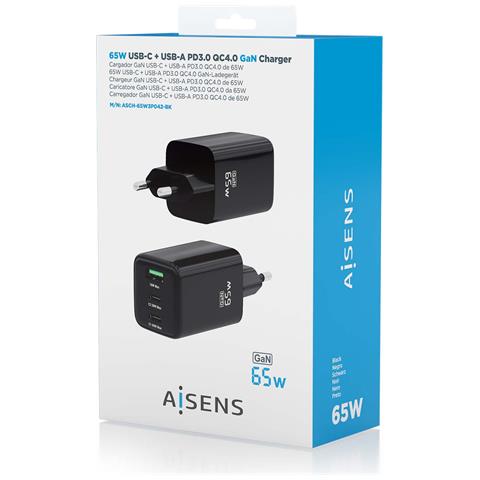 ASCH-65W3P042-BK Caricabatterie per dispositivi mobili Universale Nero AC Ricarica rapida Interno - Foto 2