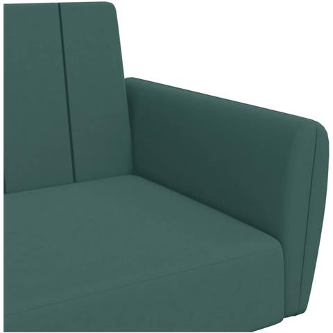 Divano Letto a 2 Posti con Poggiapiedi Verde Scuro in Velluto - Foto 9