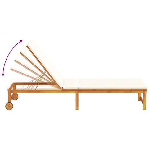 Lettini prendisole  2 pz con tavolo e cuscini in legno massello di acacia, Lettino prendisole  con cuscini panna in legno massello di acacia, Tavolino da giardino  35x35x34 cm in legno massello di acacia - Foto 9