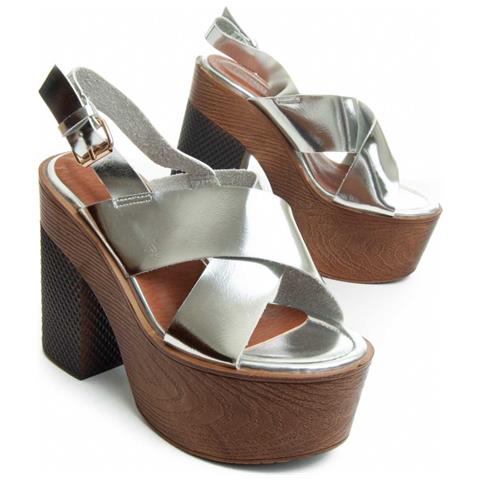 Sandalo Con Tacco Andalita8 Argento. - Foto 1