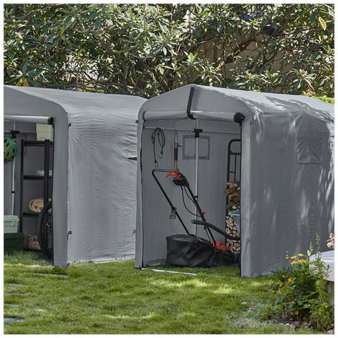 Garage Auto Per Esterno Tenda Per Bicicletta Box Moto Impermeabile Tendone Per Auto Moto E Attrezzi Capanno Da Giardino E Ripostiglio Da Esterno Grigio 120x176x163 Cm Kls11-dg - Foto 8
