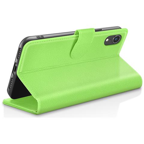 Custodia A Portafoglio Per Iphone Xr Con Funzione Supporto E Linguetta Magnetica, Verde - Foto 2