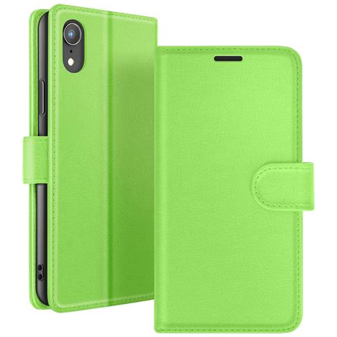 Custodia A Portafoglio Per Iphone Xr Con Funzione Supporto E Linguetta Magnetica, Verde - Foto 1