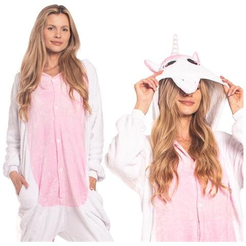 Pigiama Da Donna Tuta Kigurumi Onesie Unicorno Rosa Chiaro 175-185 Cm Xl - Foto 1