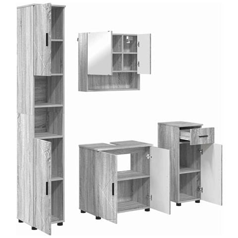 Set di mobili per il bagno 4 pcs Grigio sonoma 61 x 35 x 64 cm - Foto 1