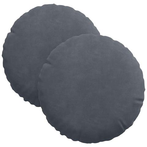 Cuscini per Seduta 2 pcs Grigio scuro Ø 40 x 13 cm Velluto - Foto 1