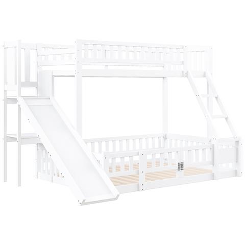 Letto A Castello Per Bambini Con Scivolo, Scala E Scaffali In Pino - Foto 2