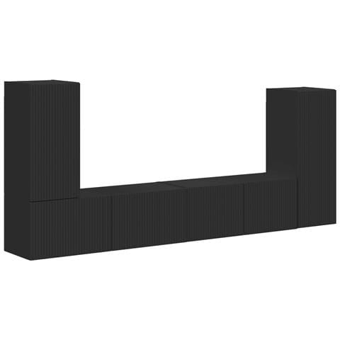 Set mobile TV 4 pcs Nero Legno multistrato - Foto 1