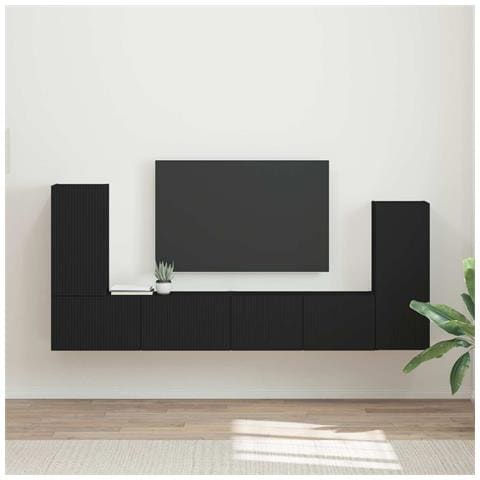Set mobile TV 4 pcs Nero Legno multistrato - Foto 2