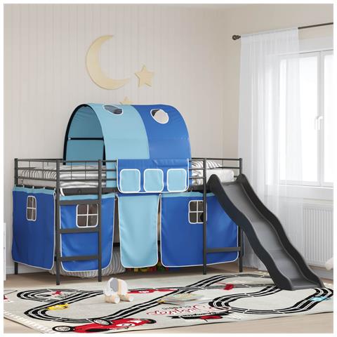 Struttura del letto loft per bambini Nero e Blu 90 x 200 cm - Foto 2