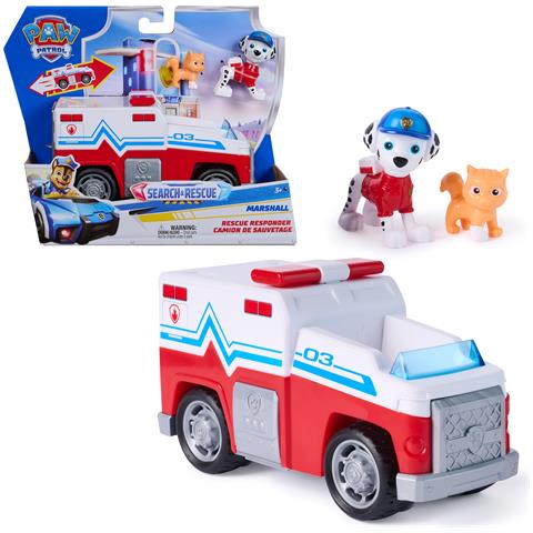 PAW Patrol : Search & Rescue, Camion di Salvataggio di Marshall con 2 Personaggi, Camion Giocattolo a Retrocarica, Giocattoli per Bambini e Bambine, 3+ Anni - Foto 1