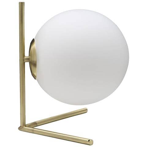 Lampada Da Tavolo Glamy Low In Metallo Dorato Con Sfera In Vetro Bianco - Foto 1