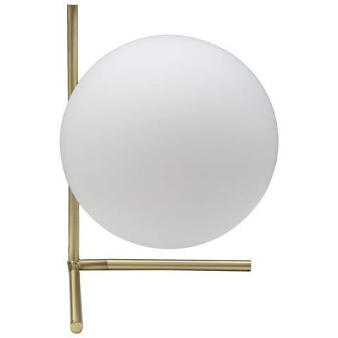 Lampada Da Tavolo Glamy Low In Metallo Dorato Con Sfera In Vetro Bianco - Foto 2