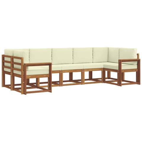 Set di divani da esterno con cuscino 7 pcs Naturale e Crema - Foto 1
