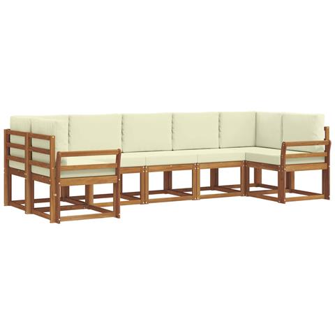 Set di divani da esterno con cuscino 7 pcs Naturale e Crema - Foto 1