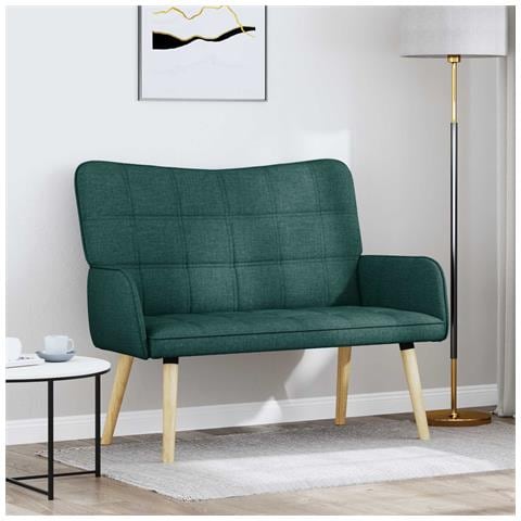 Sofa a Due Posti Verde Scuro 115 x 61 x 87 cm Tessuto - Foto 2