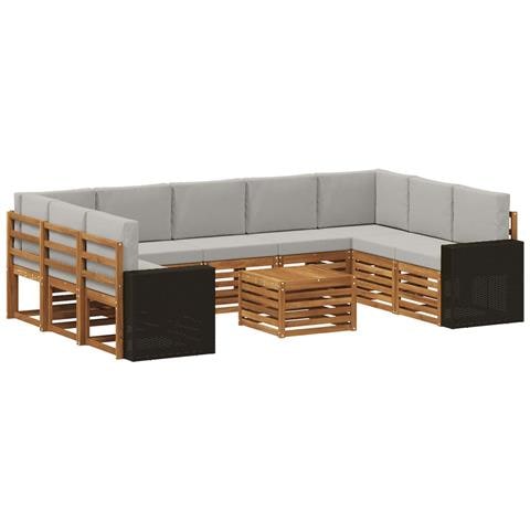Set divani con cuscino 10 pcs Naturale e Grigio Chiaro - Foto 1