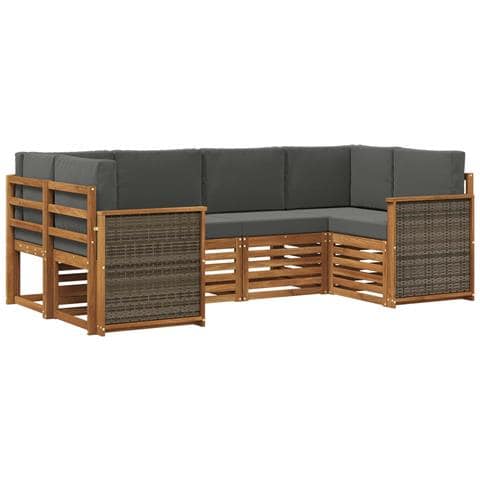 Set divano sezionale con cuscino 5 pcs Naturale e Antracite - Foto 1