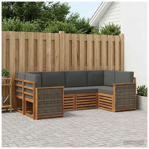 Set divano sezionale con cuscino 5 pcs Naturale e Antracite - Foto 2