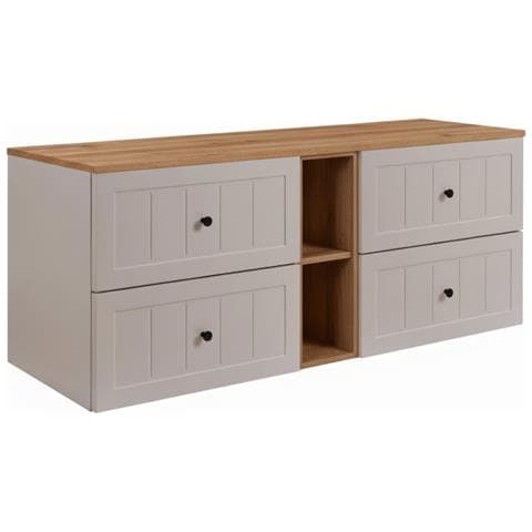 Mobile sottolavabo, Bianco, 160 cm, 4 cassetti con chiusura ammortizzata, Mobili da bagno - Foto 1
