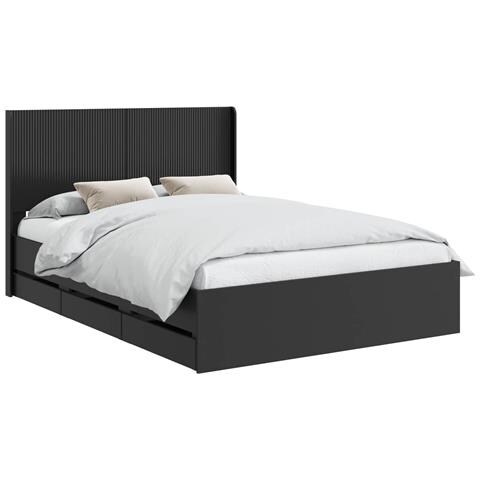 Struttura del letto con stoccaggio e testata Nero 140 x 190 cm - Foto 1
