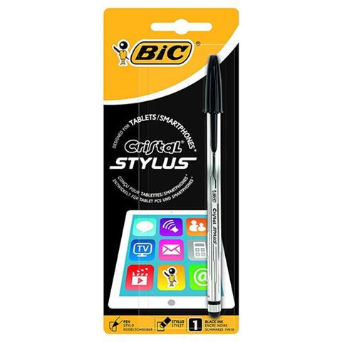 1 Penna A Sfera Bic Cristal Stylus Inchiostro Nero Punta 1mm Con Touch Pennino - Foto 1