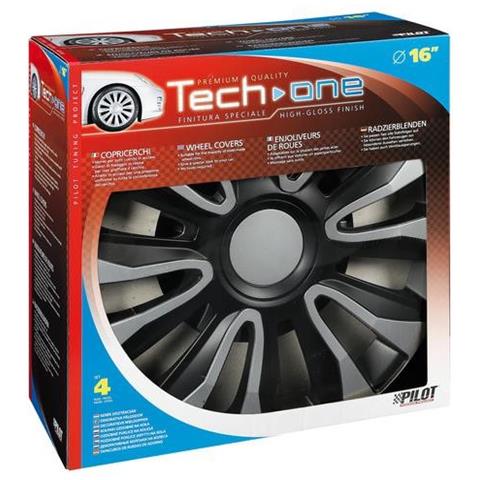 Copricerchi Auto Universali 16 Pollici Tech-one Avalone Silver Black 31623 - Foto 2