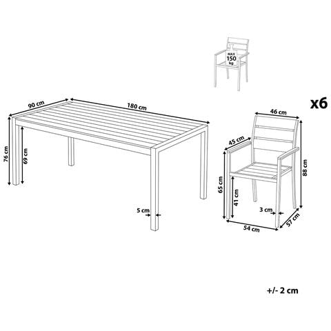 Set Di Tavolo E Sedie Da Giardino In Alluminio E Legno Sintetico Bianco Vernio - Foto 29