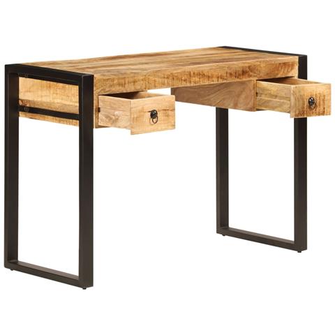 Scrivania Con 2 Cassetti 110x50x77 Cm Legno Massello Di Mango - Foto 2