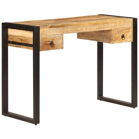 Scrivania Con 2 Cassetti 110x50x77 Cm Legno Massello Di Mango - Foto 1