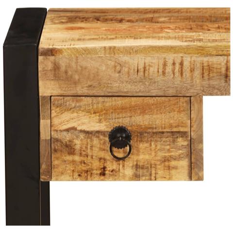 Scrivania Con 2 Cassetti 110x50x77 Cm Legno Massello Di Mango - Foto 10