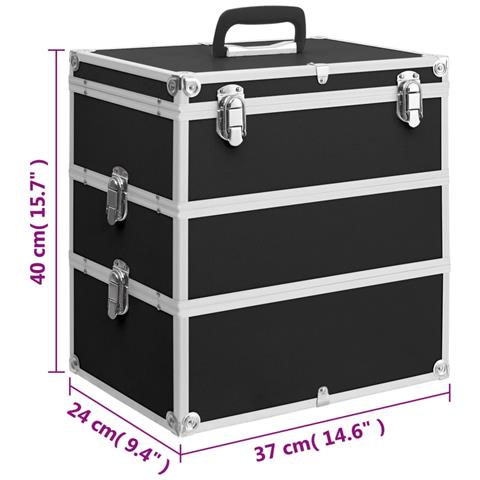 Valigia per Cosmetici 37x24x40 cm Nera in Alluminio - Foto 10