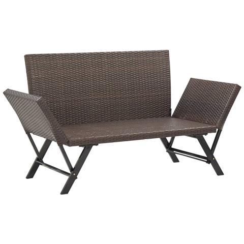 Panchina Da Giardino Con Cuscini 176 Cm Marrone In Polyrattan - Foto 2