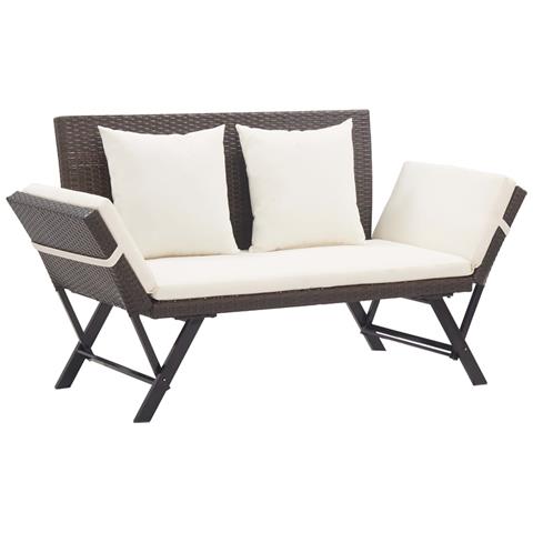 Panchina Da Giardino Con Cuscini 176 Cm Marrone In Polyrattan - Foto 1